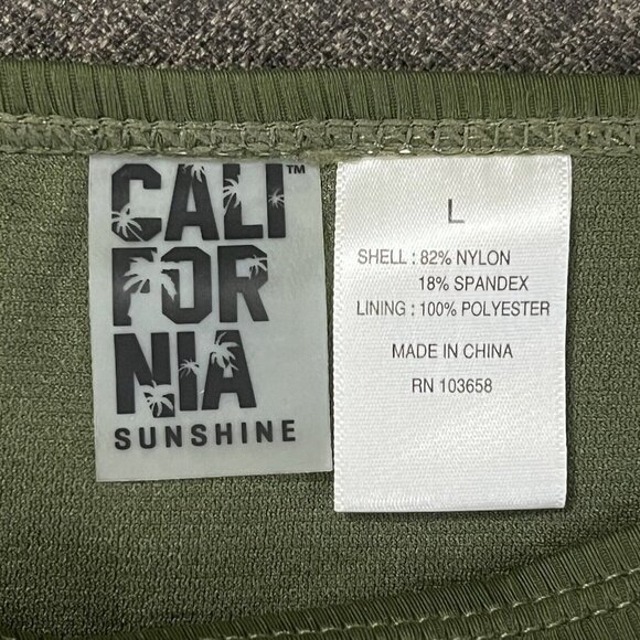 New California Waves Jr's Large Green Moss Ribbed Strappy Hipster Bikini Bottoms - Picture 8 of 9